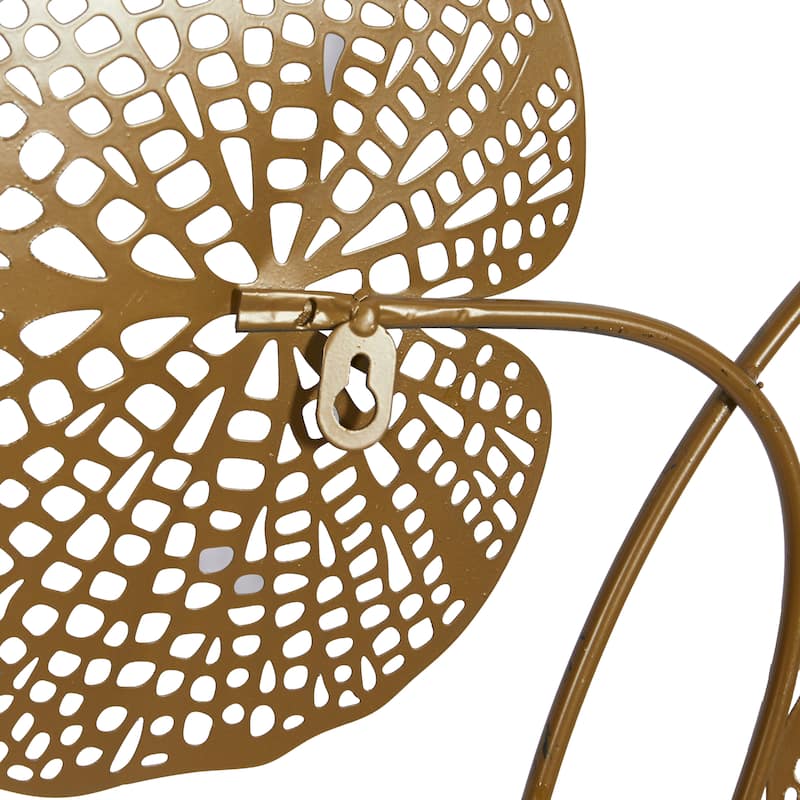 Metal Floral Cutout Wall Decor with Gold Foil Accents - Blue - Roche River Decor