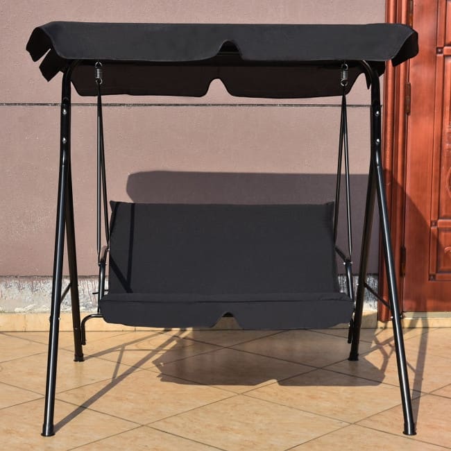 2 Person Weather Resistant Canopy Swing for Porch Garden Backyard Lawn - 55.0" x 43.5" x 60.5" (L x W x H)
