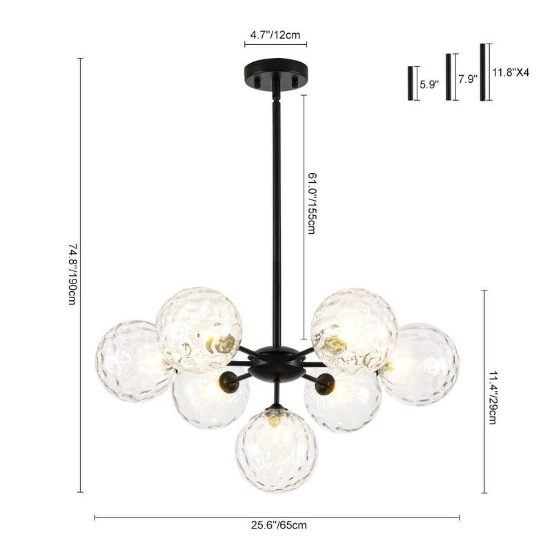 Contemporary Water Glass Bubble Round Tiered Chandelier 25.6 in