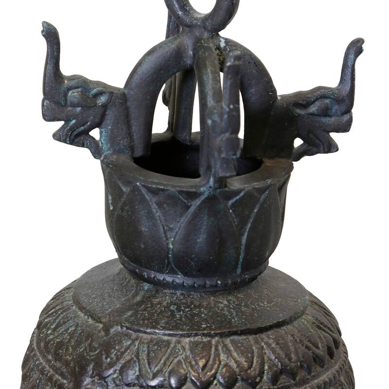Harp & Finial Gola Antique Bell - Matte Verdigris - Matte Black