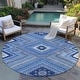preview thumbnail 62 of 127, Machine Washable Indoor/ Outdoor Global Boho Chantille Rug Blue - 8' x 8'