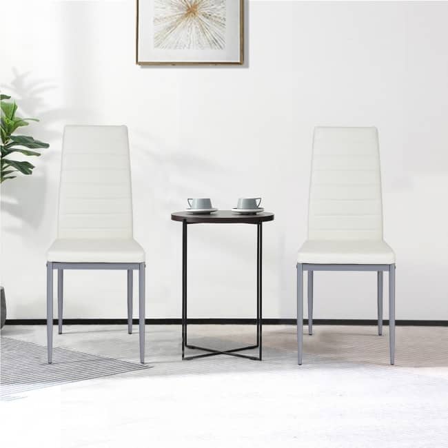 4 Pieces PVC Elegant Design Leather Dining Chairs with Solid Metal Legs - 16.0" x 20.0" x 38.5" (W x D x H)
