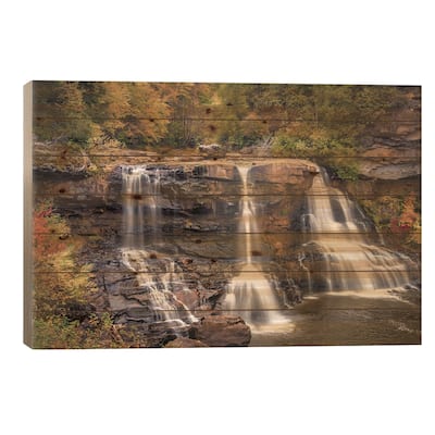USA, West Virginia, Blackwater Falls State Park. Waterfall and forest scenic. Print On Wood by Jaynes Gallery - Multi-Color