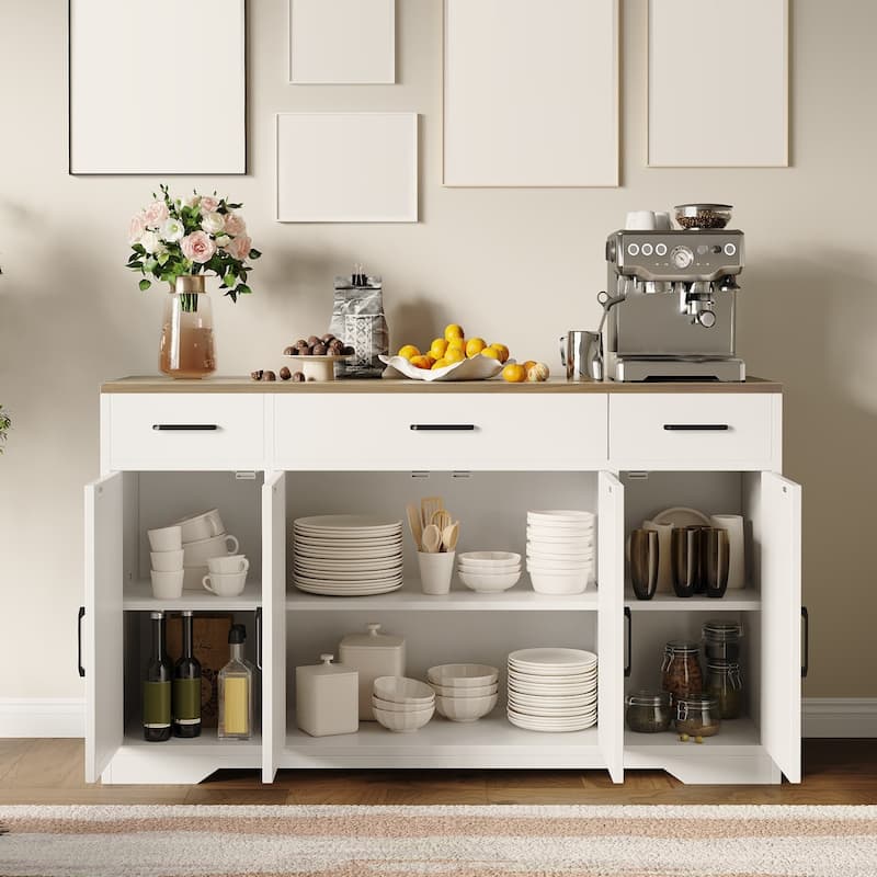 Modern Farmhouse Buffet Cabinet, Kitchen Cabinet with Adjustable Shelf