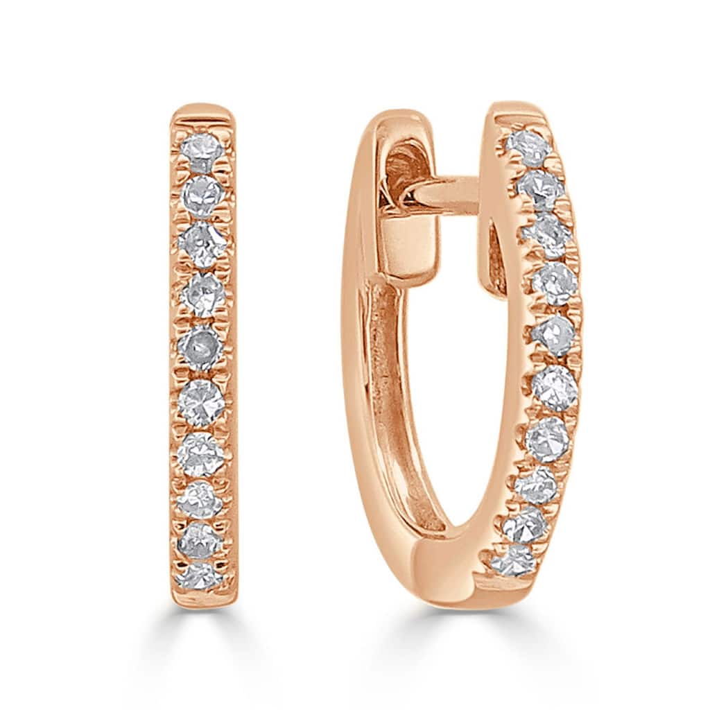 Joelle Diamond Huggie Earring For Her - 14k Gold Earrings 1/10 CTTW U-Shaped Hoops With Certified Diamonds Gifts for Her