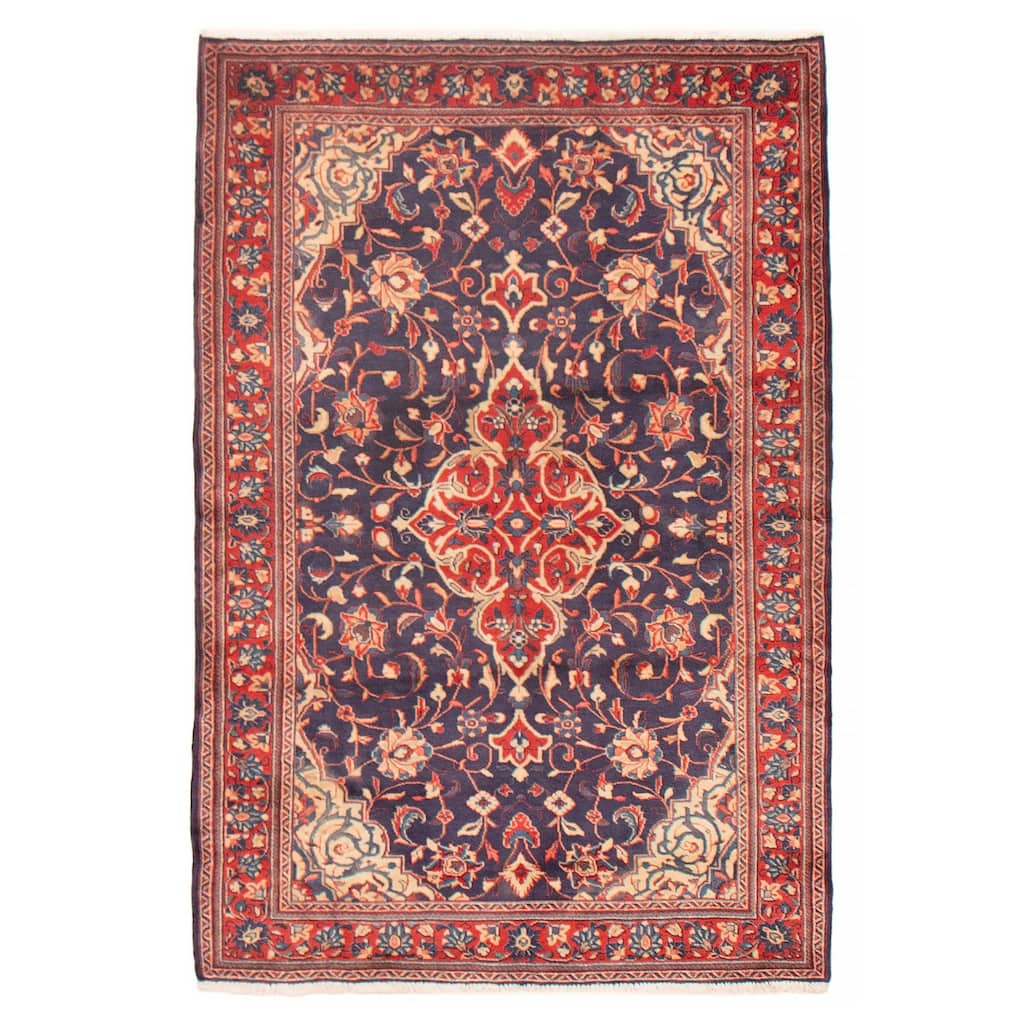 ECARPETGALLERY Hand-knotted Kayseri Navy Wool Rug - 3'6 x 5'1