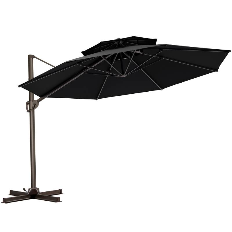 Outdoor Round Double Top Patio Cantilever Umbrella, Base Not Included