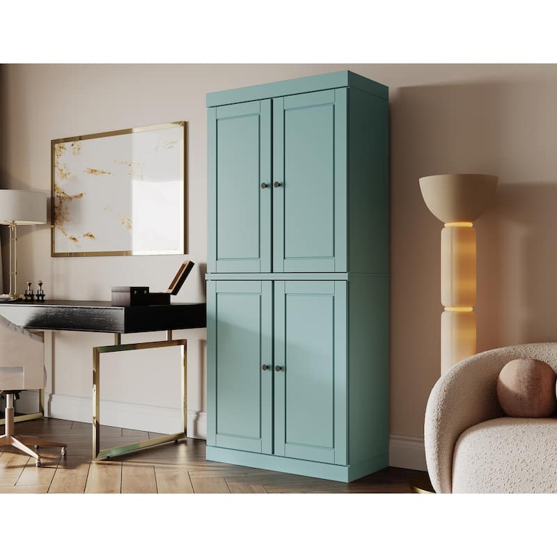 Palace Imports 100% Solid Wood 6-Shelf Bookcase with Solid Doors and Adjustable Shelves