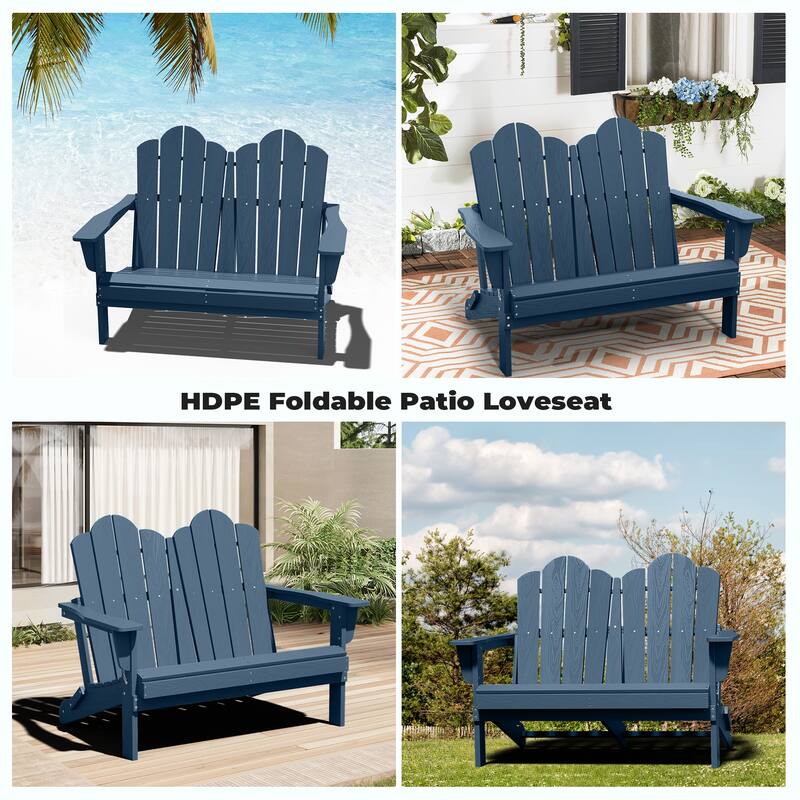 Outdoor HDPE Foldable Patio Loveseat