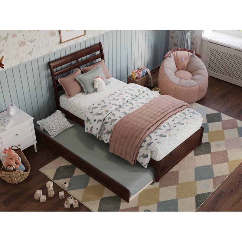 Emelie Platform Bed with Panel Footboard and Twin Trundle