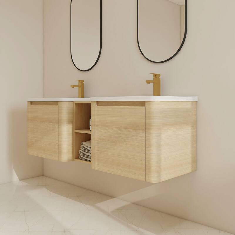 BNK 24''/28''/36''/40''/60''/68'' Bathroom Vanity With Sink, Floating Bathroom Vanity with Soft Close Doors and Shelf