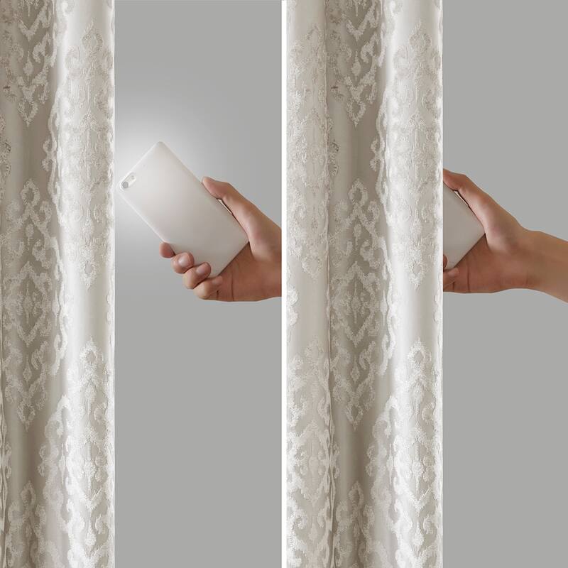 Knitted Jacquard Damask Grommet Top Curtain Panel