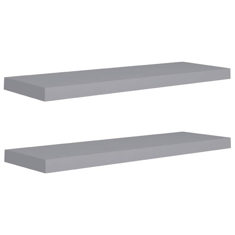Zyno Wall Shelf Set of 2, Matte Gray MDF Body, Modern Design 32 Inch
