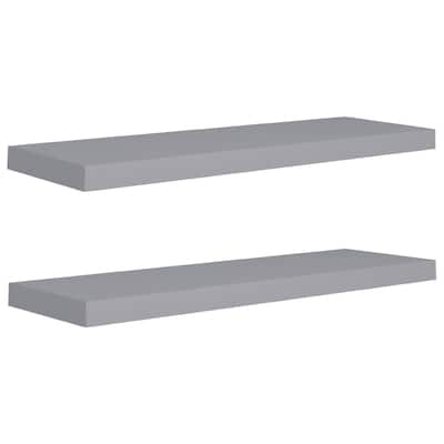 Zyno Wall Shelf Set of 2, Matte Gray MDF Body, Modern Design 32 Inch