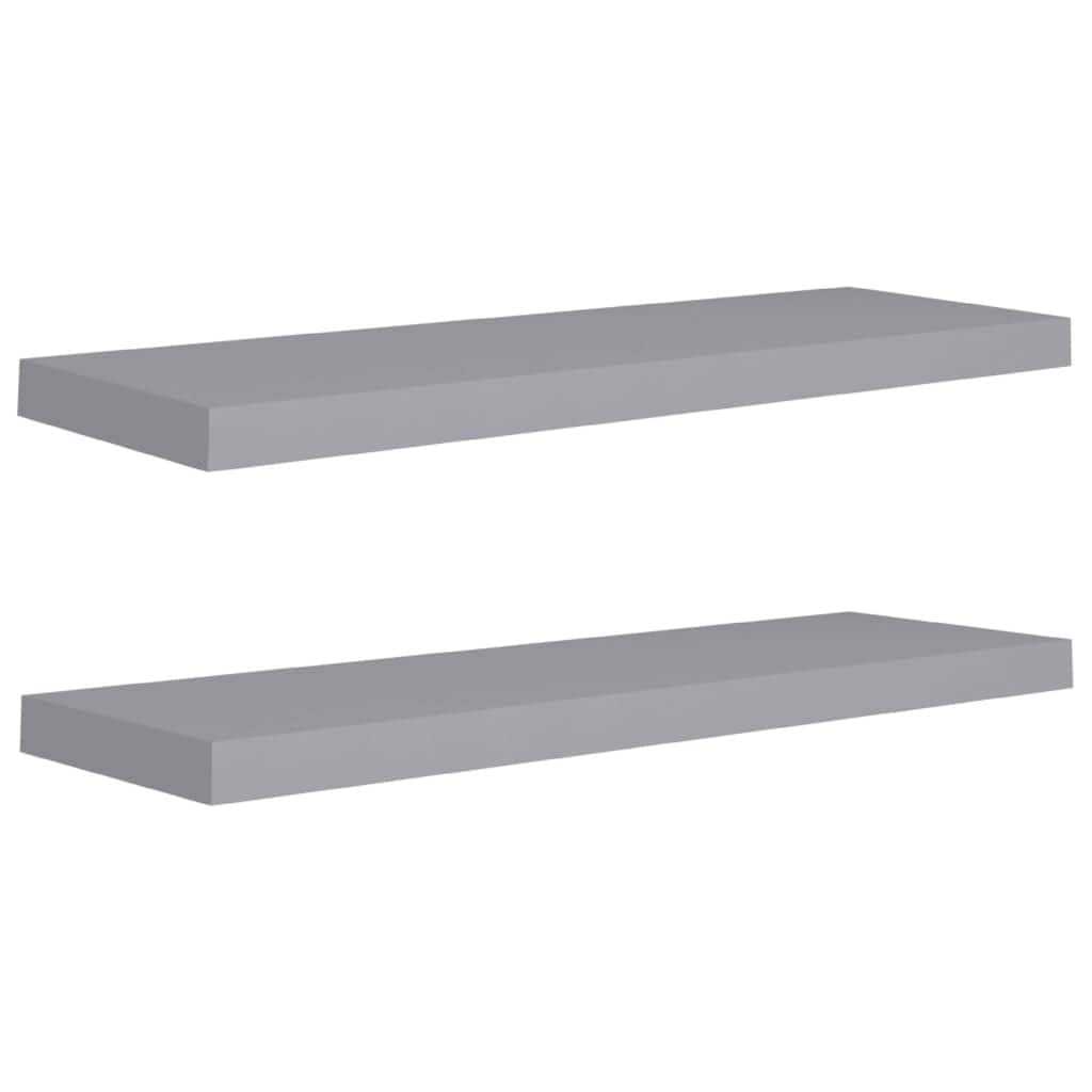 Zyno Wall Shelf Set of 2, Matte Gray MDF Body, Modern Design 32 Inch