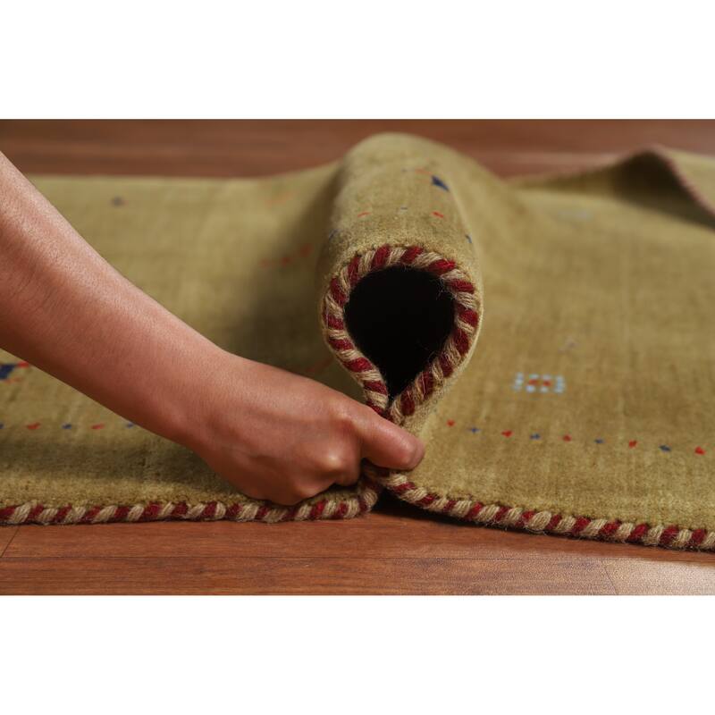 Hand Knotted Oriental 100% Wool Carpet Tribal Animal Pictorial Green Gabbeh Area Rug - 5' 11'' X 3' 11''