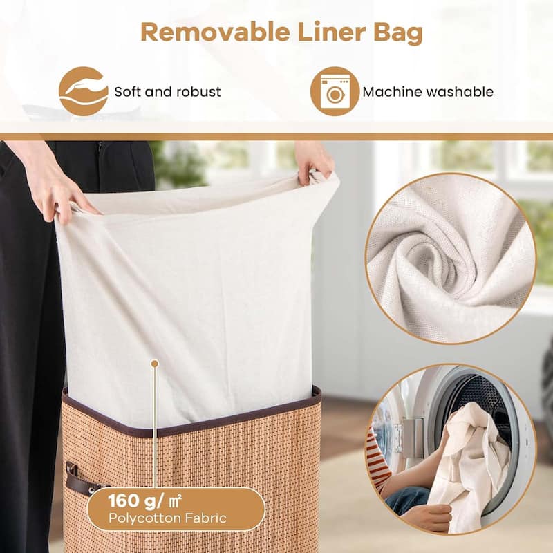 Bamboo Laundry Basket Collapsible Space Saving Laundry Hamper