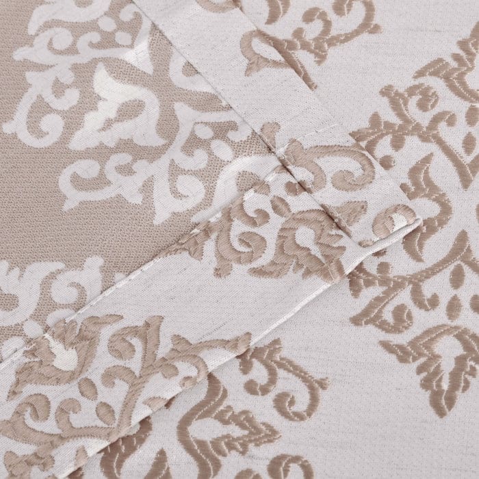 Superior Venetian Damask Jacquard Embroidered Washable Curtains, Set of 2