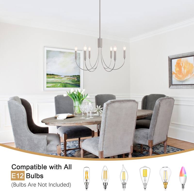 6-Light Modern Candlestick Hanging Linear Chandelier Lighting Island Chandelier for Kitchen Island