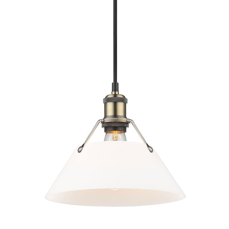 Orwell 10" Wide Medium Pendant in Aged Brass with Opal Glass - Gold