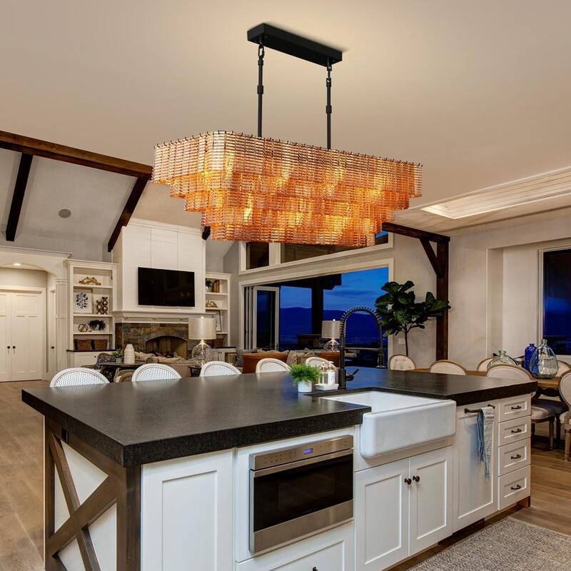 Modern Chandelier, 41 in. 9-Light Black & 59 in. 11-Light Gold Options for Dining Room, Living Room, Foyer, Bedroom