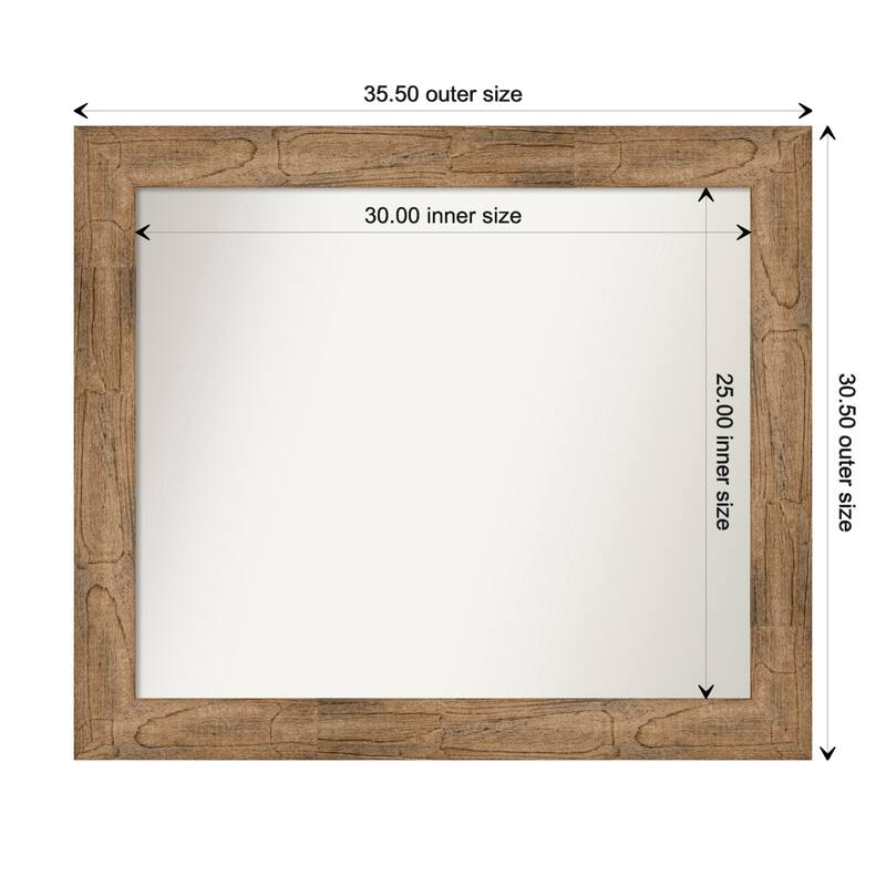 Owl Brown Framed Non-Beveled Custom Wall Mirror, Bathroom Vanity Mirror - Outer Size: 35.5 x 30.5