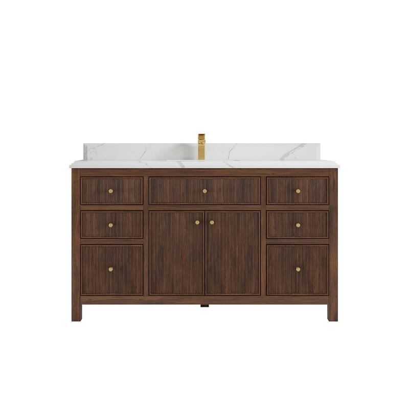 Willow Collections 60 in. W x 22 in. D Sonoma Teak Wood Single Sink Bathroom Vanity with Countertop