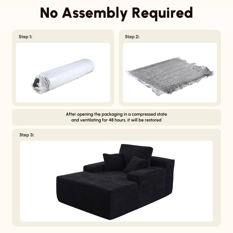 HOOOWOOO Modern Upgraded Fabric Sofa Chaise Lounge