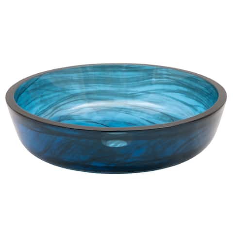 Transparent Dark Blue Mist Flat Bottom Glass Vessel Sink