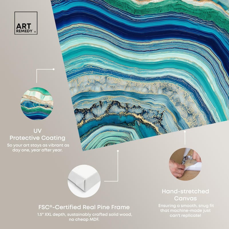 Blue Green Abstract Agate II Canvas by Art Remedy, Gallery Wrapped