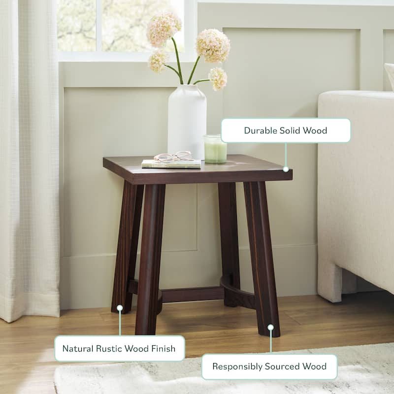 Walker Edison Modern Farmhouse Square Solid Wood Side Table (Set of 2)