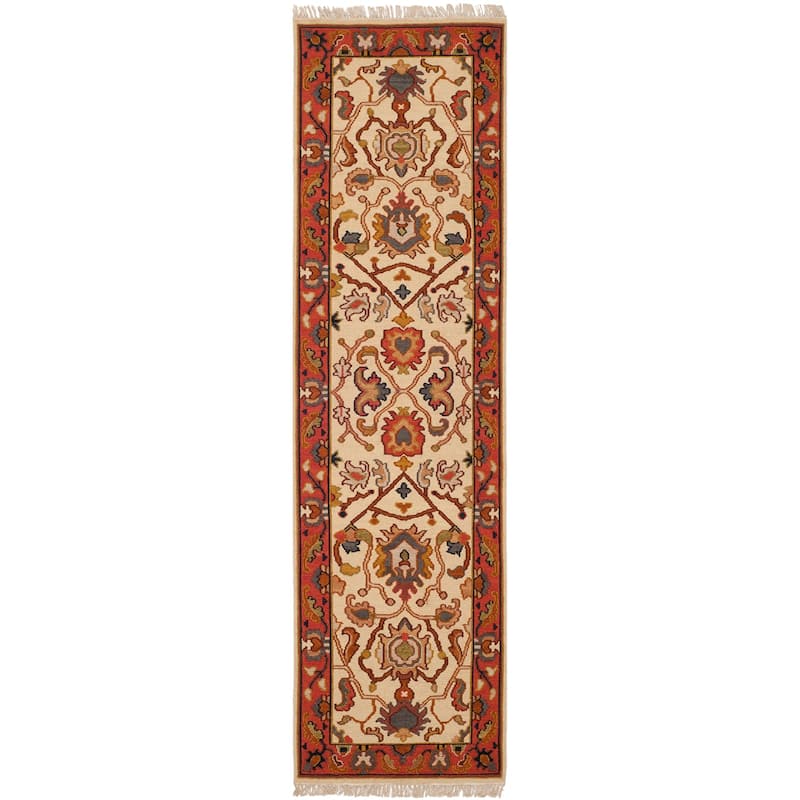 SAFAVIEH Handmade Sumak Moriah Traditional Oriental Wool Rug with - 2'6" x 8' Runner - Ivory/Rust