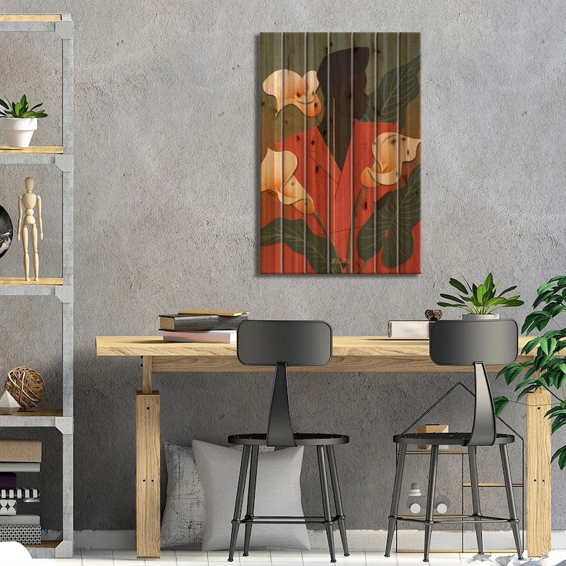 Calla Lilies Print On Wood by Taku Creates - Multi-Color