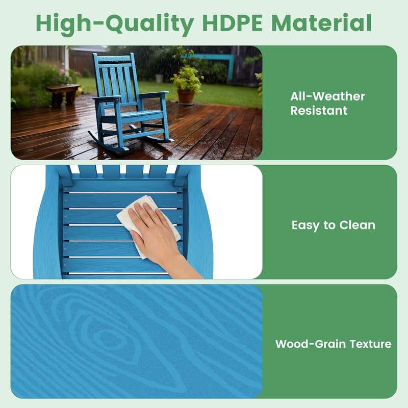 Modern High-Back Rocking Adirondack Chair All Weather