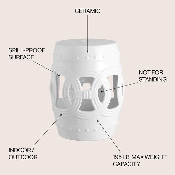 dimension image slide 8 of 15, Lucky Coins 16" Chinese Ceramic Drum Garden Stool