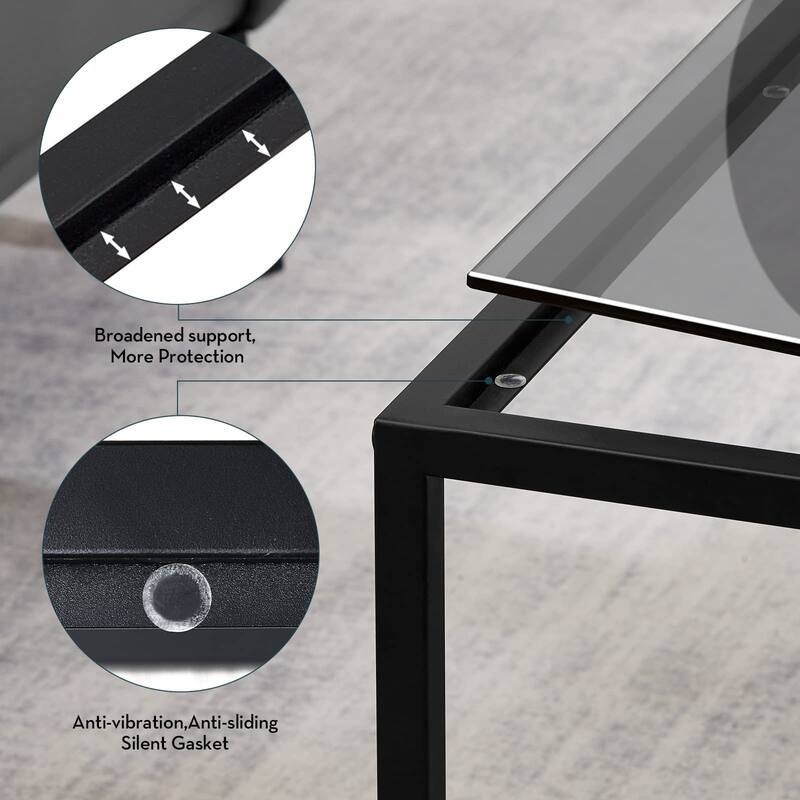 Coffee Table Glass Modern Coffee Tables for Small Space Simple Square Center Table, 26.7 x 26.7 x 15.7