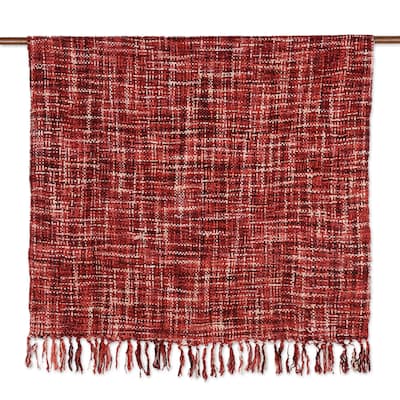 Novica Handmade Burgundy Fusion Woven Throw