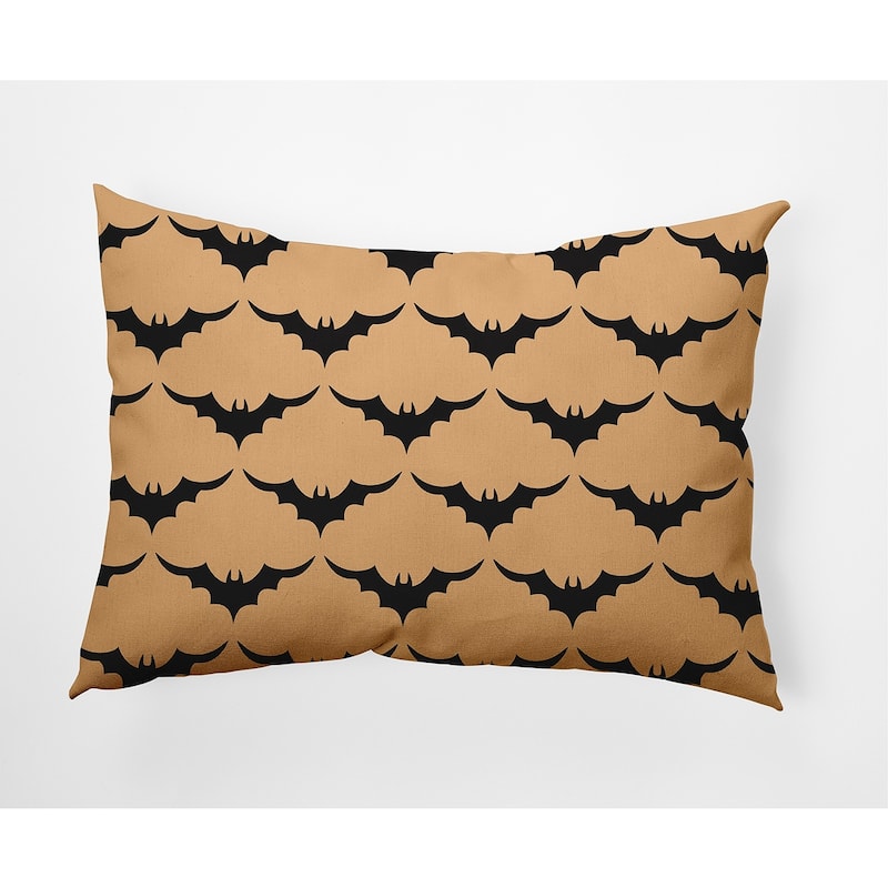 Bat Colony Halloween Indoor/Outdoor Throw Pillow - 14" x 20" - Pale Gold