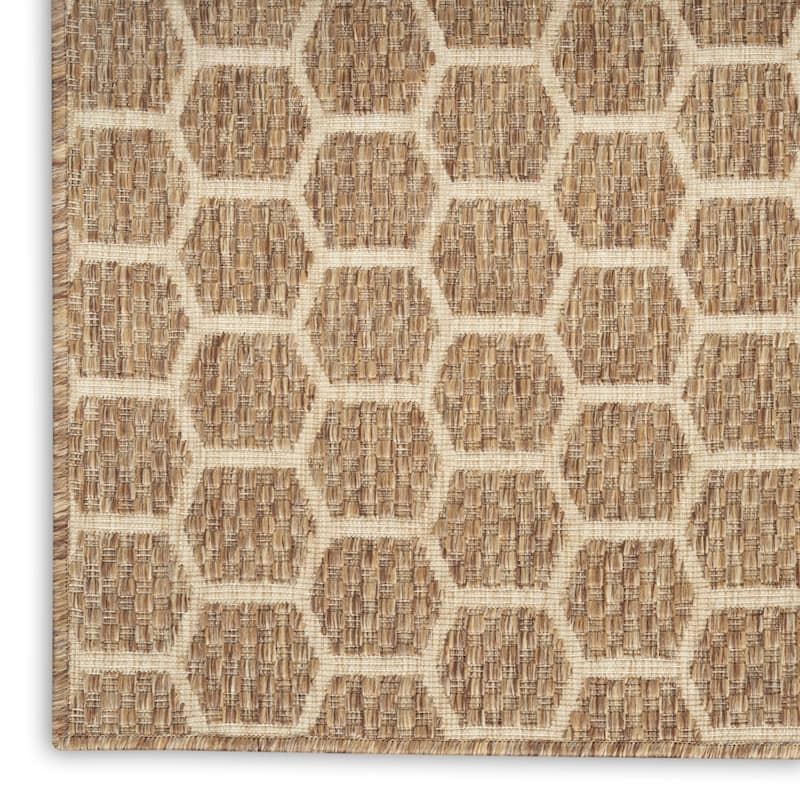 HomeRoots Geometric Modern Runner Outdoor Rug - 10' Runner - Beige/Brown - 10' Runner