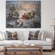 preview thumbnail 4 of 4, Designart 'Christmas Tree Magic Winter scene with Presents in Sleigh' Print on Natural Pine Wood - Red