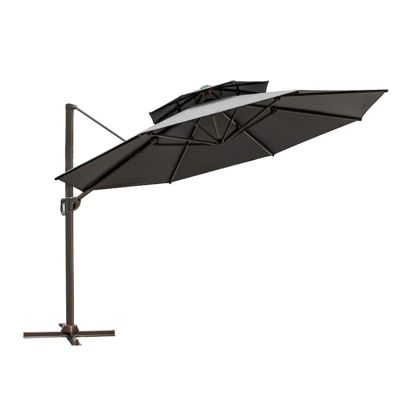 Pellebant 11.5 FT Double Top Patio Cantilever Umbrella, Base Not Included
