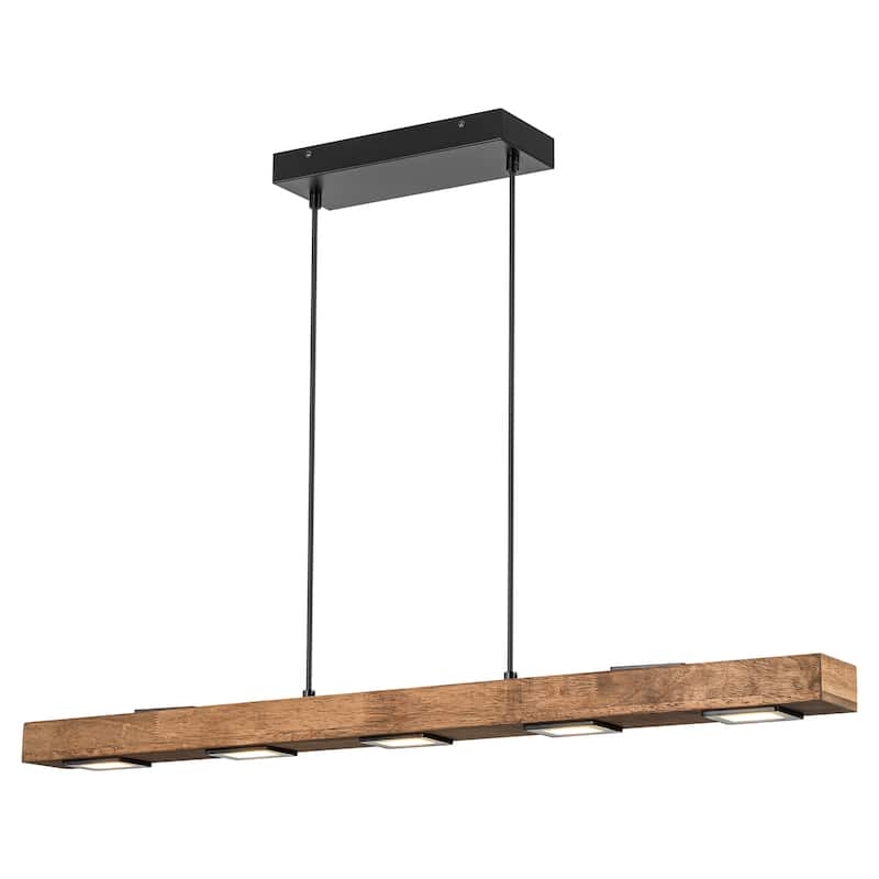 6/7/8-Light Modern Farmhouse Linear Wood LED Pendant Light for Kitchen Island
