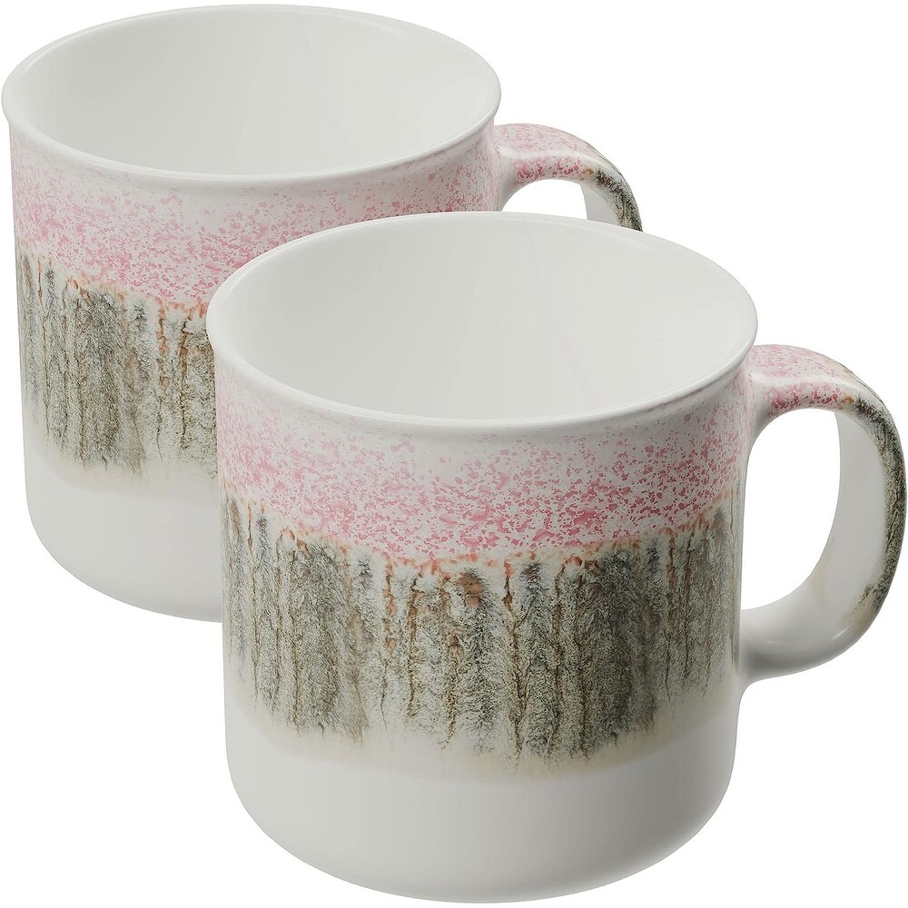 American Atelier Christmas Coffee Mug Set with Cork Bottoms, Fine  Stoneware, Set of 2 in Red & Green, 15 Oz