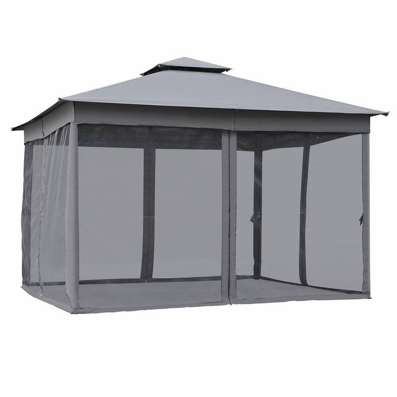 Outdoor Gazebo Tent with Double Roof, Mosquito Netting & Patio Canopy