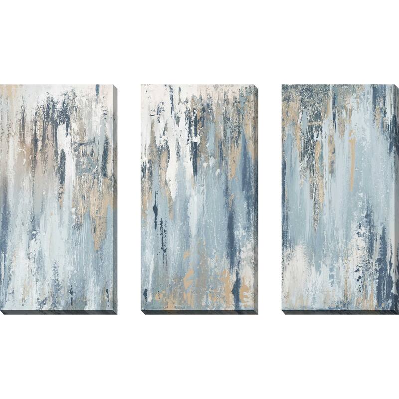 "Blue Illusion I" 3 Piece Set on Canvas