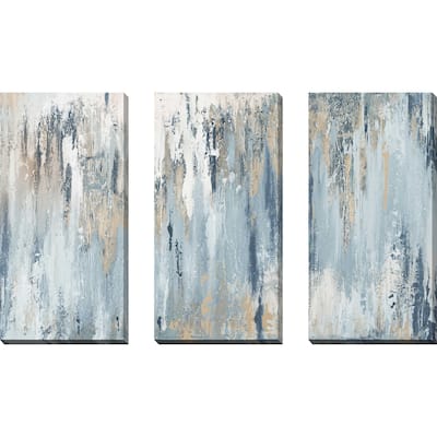 "Blue Illusion I" 3 Piece Set on Canvas