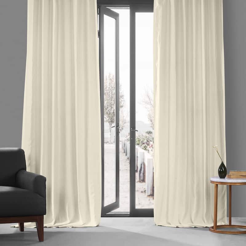 Exclusive Fabrics French Linen Room Darkening Curtains Panel - Elegant luxurious Drapes (1 Panel) - 50 X 120 - Ancient Ivory