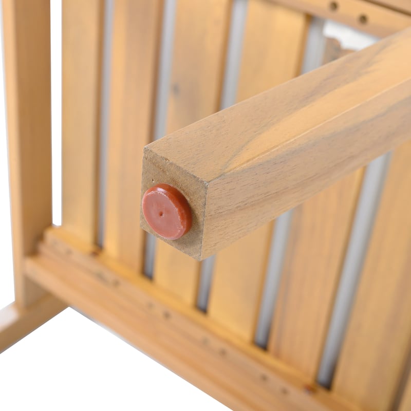 Christopher Knight Home - Outdoor Acacia Wood Upholstered Dining Chairs Set with Seat Cushions & Slatted Back, Teak Finish