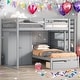 preview thumbnail 16 of 28, Space-Saving Design Full Over Twin Bunk Bed with Wardrobe, Convenient Footboard Drawer Gray