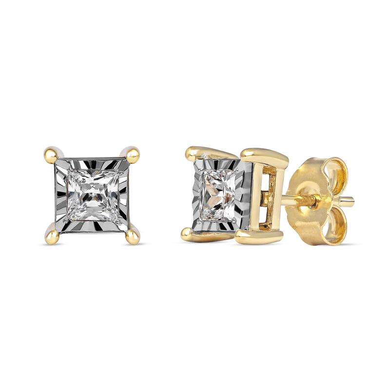 1/20ct to 3/4ct TDW Diamond Solitaire Stud Earrings in Silver for Women